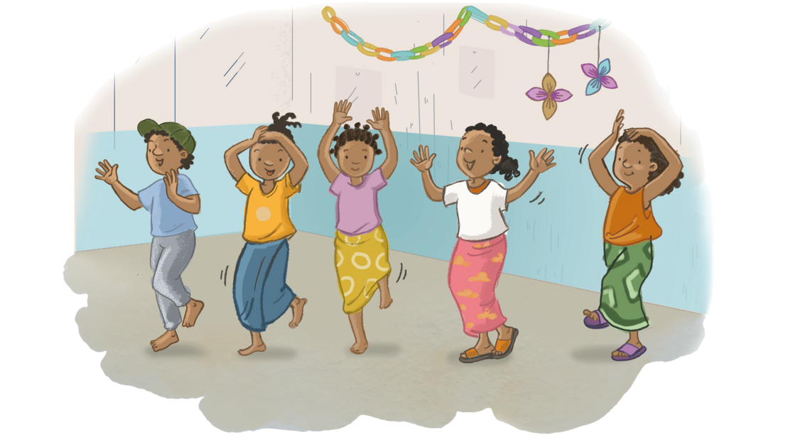 Illustration tanzende Kinder
